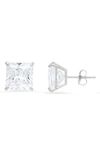 Queen Jewels 10k Gold Princess Cut Cubic Zirconia Stud Earrings In White Gold/8mm