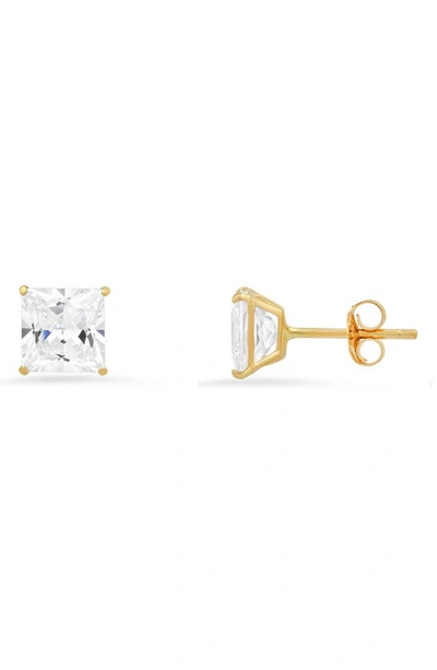 Queen Jewels 10k Gold Princess Cut Cubic Zirconia Stud Earrings In Gold/6mm