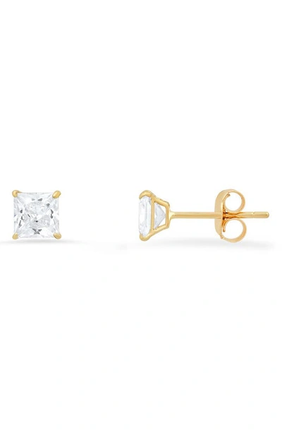 Queen Jewels 10k Gold Princess Cut Cubic Zirconia Stud Earrings In Gold/4mm