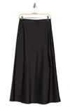 Wayf Satin Bias Midi Skirt In Black