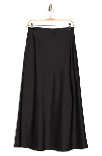 Wayf Satin Bias Midi Skirt In Black