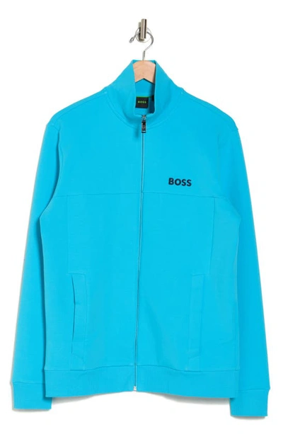 Hugo Boss Skaz Stand Collar Zip-up Jacket In Open Blue