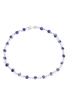 Bling Jewelry Evil Eye Glass Bead Anklet In Blue