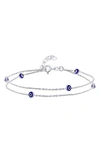 Bling Jewelry Sterling Silver Evil Eye Glass Anklet In Silver Blue