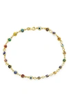 Bling Jewelry Evil Eye Glass Bead Anklet In Multicolor