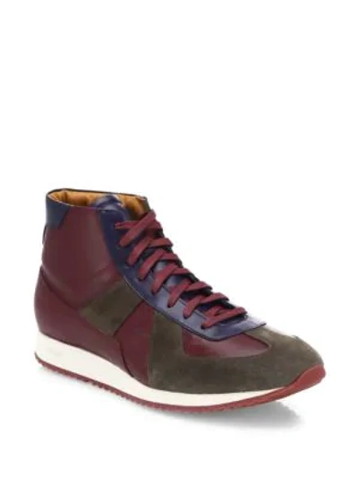 Facto Leather Lace-up High-top Trainers In Multi