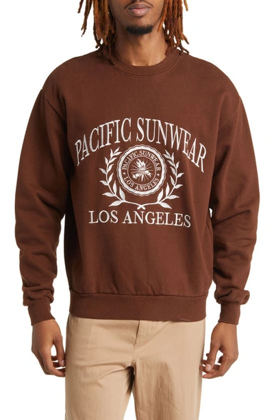 Pacsun Los Angelese Crewneck Sweatshirt In Brown