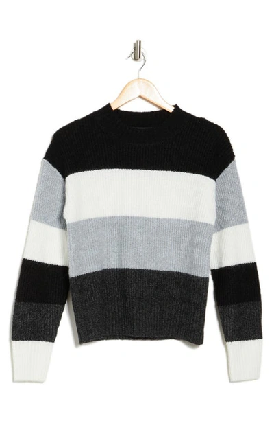Renee C Colorblock Stripe Pullover Sweater In Black