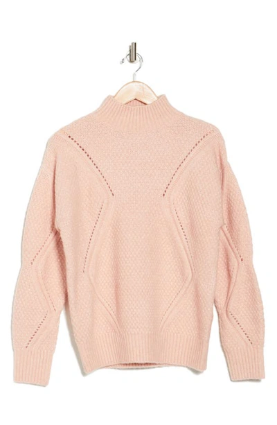 Renee C Oversize Mock Neck Pullover Sweater In Blush
