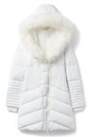 Noize Gigi Vegan Faux Fur Trim Quilted Parka In White