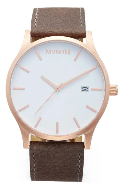 Mvmt The Classic Leather Strap Watch, 45mm (nordstrom Exclusive) In Charcoal/ Brown