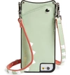 Bandolier Sarah Leather Iphone 6/7/8 & 6/7/8 Plus Crossbody Case In Mint/ Silver