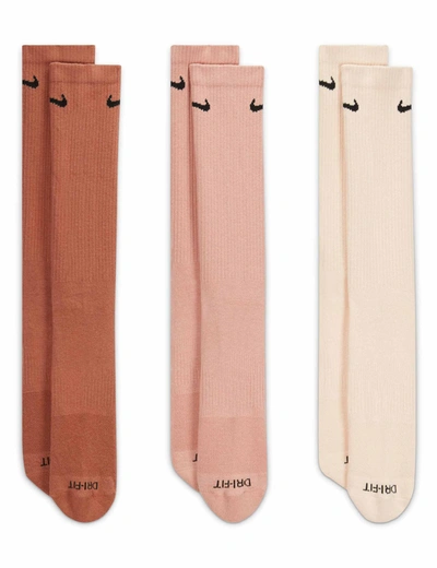 Nike Everyday Plus Cushioned Socks (3 Pairs) In Pink