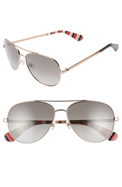 Kate Spade Avaline 58mm Aviator Sunglasses - Red/ Gold In Grey