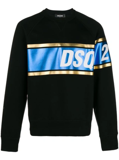 Dsquared2 Laminated Logo Sweatshirt In Black/blue