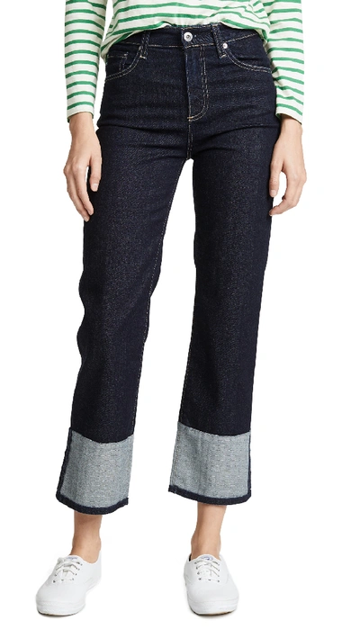 Ag The Rhett High Waist Cuff Crop Jeans In Blue Note