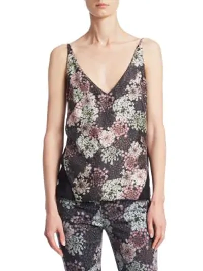 J Brand Lucy Floral-print Silk Camisole In Queen Anne's Lace