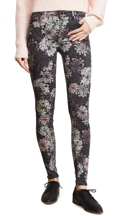 J Brand 620 Floral-print Mid-rise Super Skinny Jeans In Queen Anne's Lace