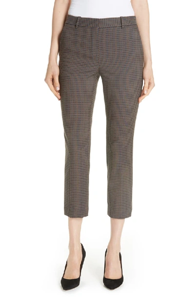 Theory Treeca 2 Dotted-jacquard Straight-leg Cropped Trousers In Multi