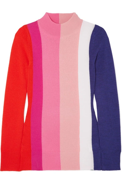 Paper London Dolly Striped Wool Turtleneck Sweater In Pink