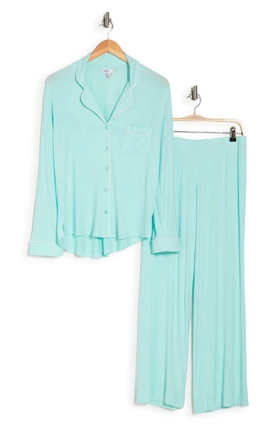 Nordstrom Rack Tranquility Long Sleeve Shirt & Pants Two-piece Pajama Set In Teal Light