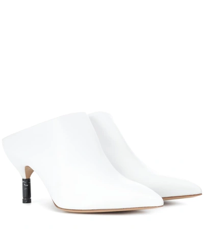 Gabriela Hearst Angelica Kitten-heel Leather Mules In White