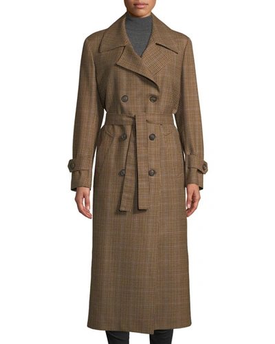 Giuliva Heritage The Christie Double-breasted Plaid Wool Trench Coat In Brown Pattern