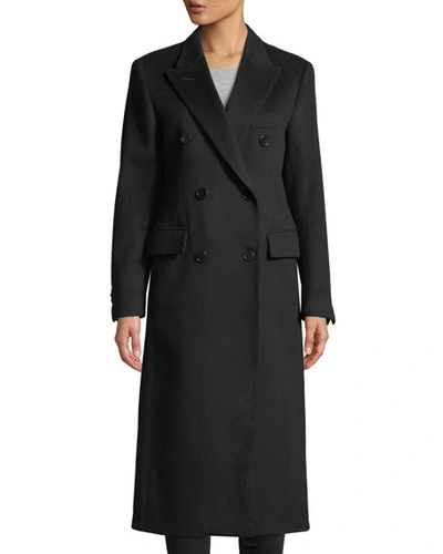 Giuliva Heritage The Cindy Double-breasted Wool Calf-length Coat In Black