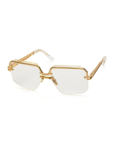Celine Rectangle Semi-rimless Metal Sunglasses In Gold/transparent