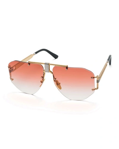 Celine Rimless Aviator Sunglasses In Transparent Pink