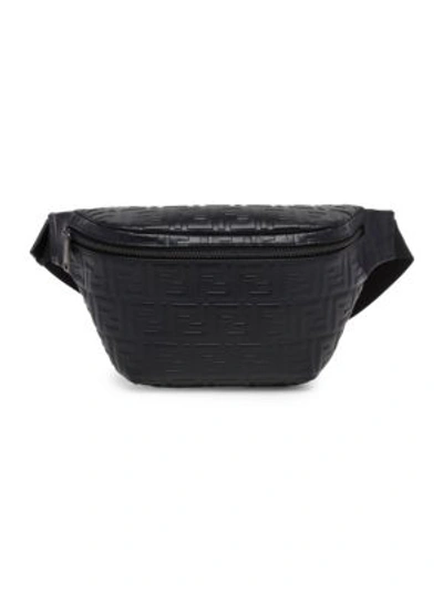 Fendi Ff Embossed Leather Belt Bag/fanny Pack In Nero