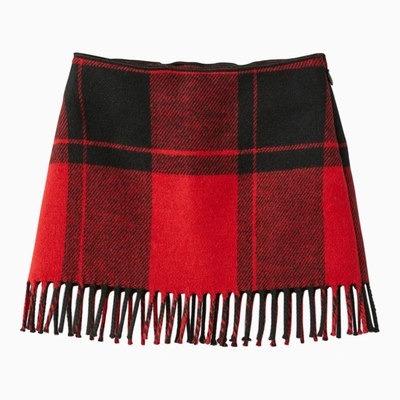 Il Gufo Elasticated Waistband Checked Mini Skirt In Red