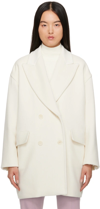 Max Mara White Wool Double-breasted Coat