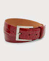 W. Kleinberg Men's American Alligator Belt In Burgundy