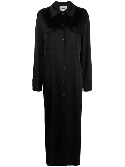 Nanushka Joann Satin Shirtdress In Black