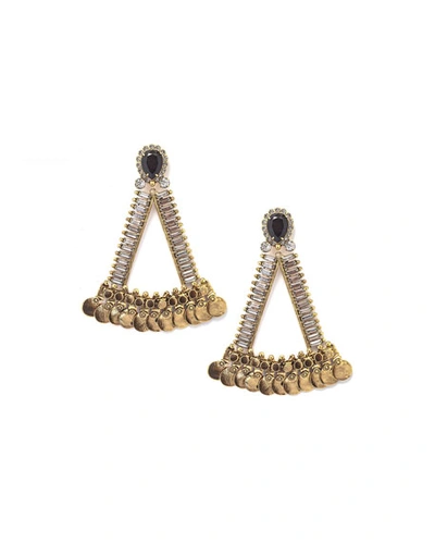 Dylanlex Luna Triangular Statement Earrings W/ Crystals In Gold