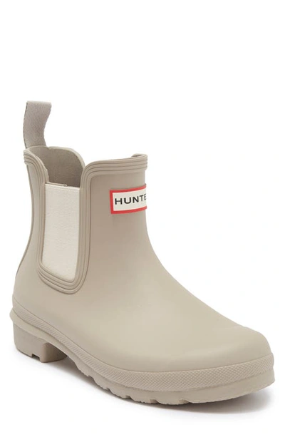 Hunter Original Waterproof Chelsea Rain Boot In Skimming Stone/ Soft Sand
