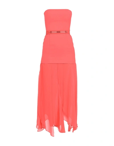 Halston Heritage 3/4 Length Dresses In Coral