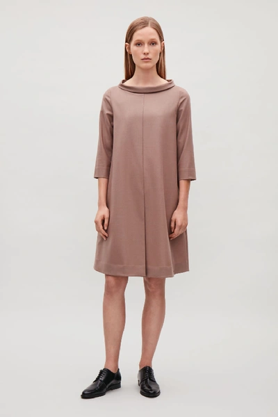 Cos Folded-collar A-line Dress In Pink | ModeSens