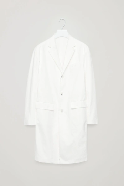 Cos Cotton-twill Coat In White