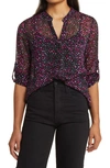 Kut From The Kloth Jasmine Chiffon Button-up Shirt In Poissy Dot Black Pink