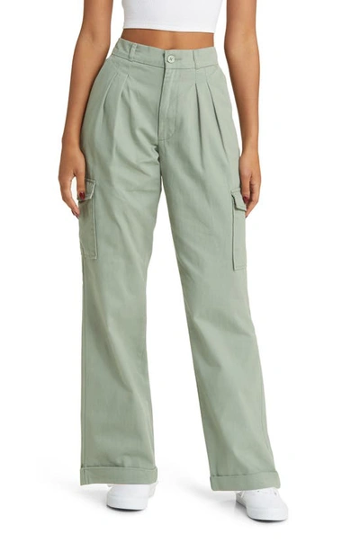 Pacsun Flare Twill Cargo Pants In Lily Pad