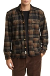 Forét Ivy Buffalo Check Wool Blend Button-up Overshirt In Brown Check