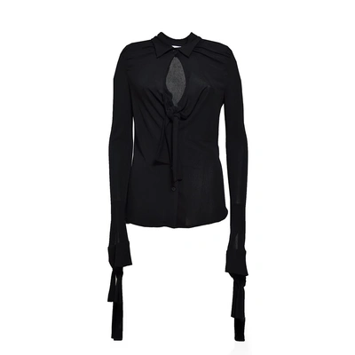 Msgm Draped Cut Out Detailed Shirt In Black