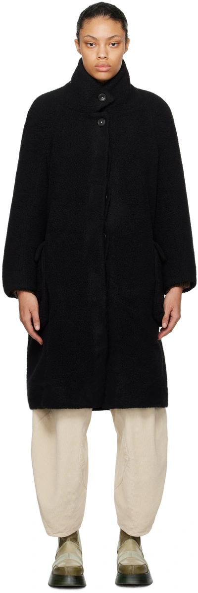 Henrik Vibskov Single-breasted Faux-shearling Coat In Black