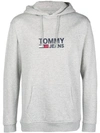 Tommy Jeans Logo Hooded Sweatshirt In Grey