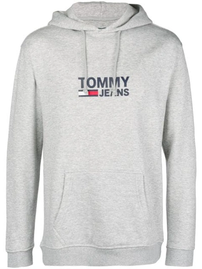 Tommy Jeans Logo Hooded Sweatshirt In Grey