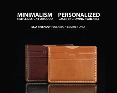 Decent Living Handcrafted Full Grain Slim Leather Card Holder Wallet - Tan In Multi