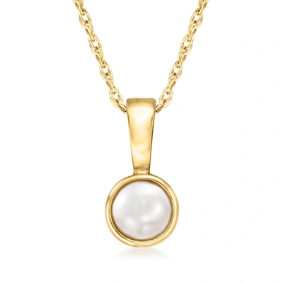 Rs Pure By Ross-simons 4mm Cultured Pearl Pendant Necklace In 14kt Yellow Gold In Multi
