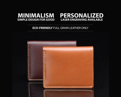 Decent Living Handcrafted Full Grain Slim Bifold Leather Wallet - Black